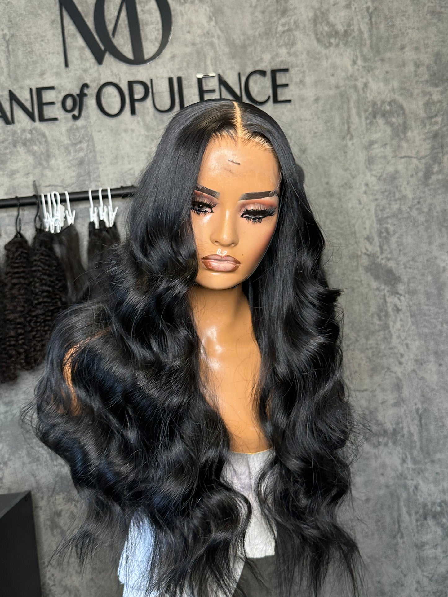 5x5 24" jet black glueless closure wig