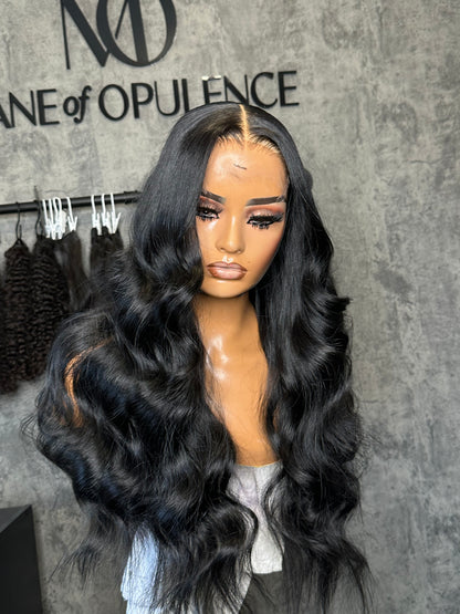 5x5 24" jet black glueless closure wig