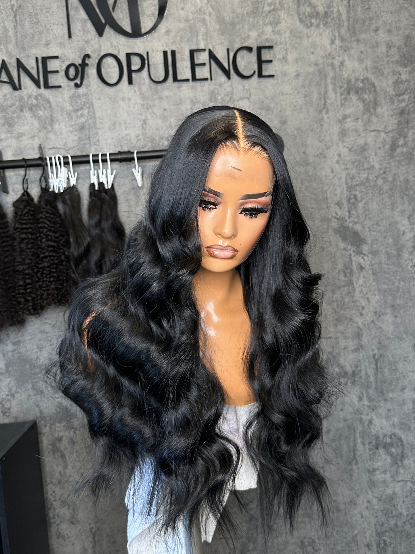 5x5 24" jet black glueless closure wig