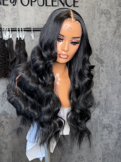 5x5 24" jet black glueless closure wig